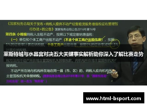 莱斯特城与水晶宫对决五大关键事实解析助你深入了解比赛走势