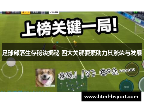 足球部落生存秘诀揭秘 四大关键要素助力其繁荣与发展 足球部落生存秘诀揭秘 四大关键要素助力其繁荣与发展